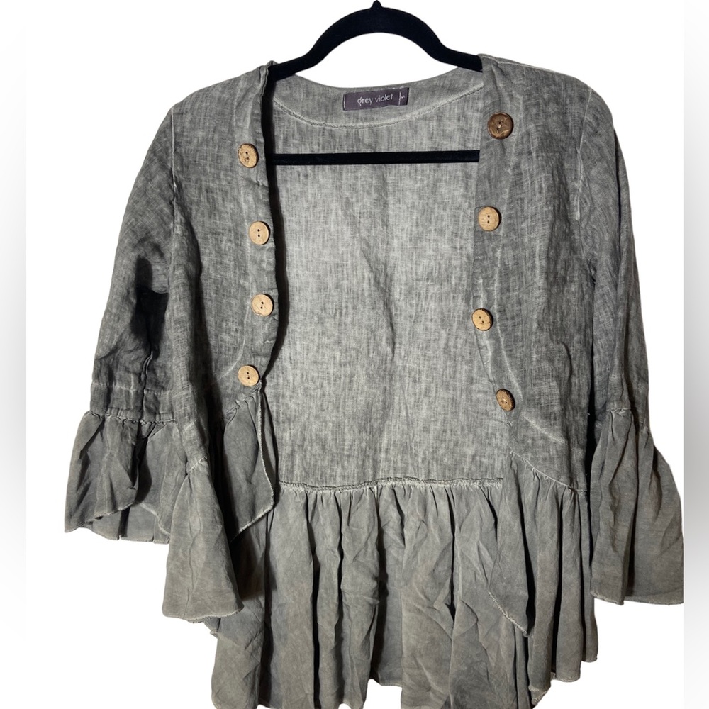 Cute 100% linen crop jacket